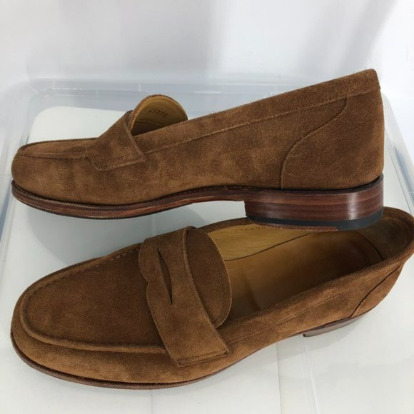 Meermin Mens Brown Mallorca Goodyear Welted Brown Suede Penny Loafers 7.5 - Picture 3 of 7